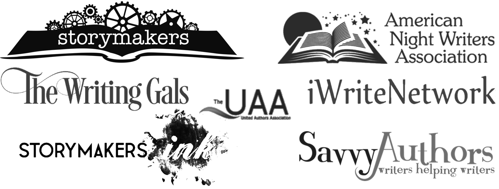 Storymakers Conference, American Night Writers Conference, The Writing Gals Conference, United Authors Association Conference, iWriteNetwork Conference, Storymakers Ink, Savvy Authors